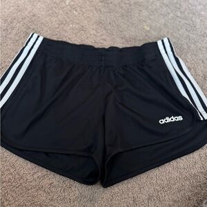 Adidas Women's Black Athletic Shorts with White Stripes